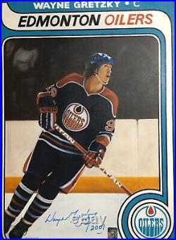 WAYNE GRETZKY SIGNED ROOKIE CARD Original Oil PAINTING 1/1 MINT AUTO WGA COA