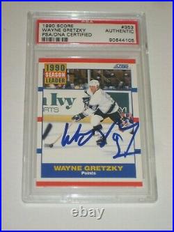 WAYNE GRETZKY Signed 1990 SCORE Card #353 PSA Certified