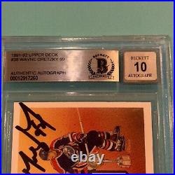 WAYNE GRETZKY Signed 1991-92 UPPER DECK Card #38 Beckett Slabbed GRADED 10