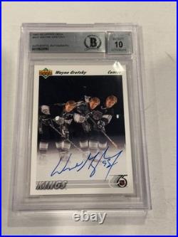 WAYNE GRETZKY Signed 1991-92 UPPER DECK Card #437 Beckett BAS Auto Graded 10