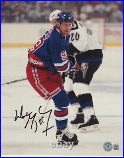 WAYNE GRETZKY Signed NY RANGERS 8x10 PHOTO with Beckett LOA (BAS)