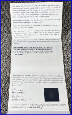 WAYNE GRETZKY signed 8.5 x 11 Gordon Howe Selects Trading Card Blowup 407/500