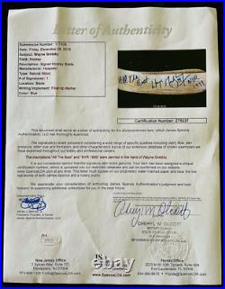 WAYNE GRETZKY signed hockey blade NY Rangers 1999 JSA Full Letter (LOA) GOAT