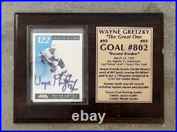 WAYNE GRETZKY signed trading card Plaque! KINGS RANGERS- RECORD BREAKER-GOAL 802