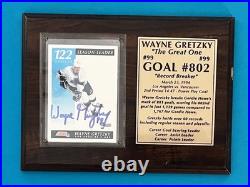 WAYNE GRETZKY signed trading card Plaque! KINGS RANGERS- RECORD BREAKER-GOAL 802
