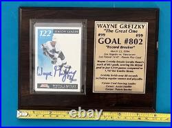 WAYNE GRETZKY signed trading card Plaque! KINGS RANGERS- RECORD BREAKER-GOAL 802