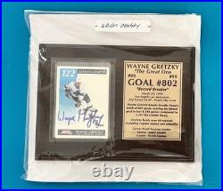 WAYNE GRETZKY signed trading card Plaque! KINGS RANGERS- RECORD BREAKER-GOAL 802