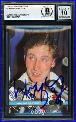 Wayne Gretzky 1991-92 Stadium Club Card Kings Gem 10 Auto Beckett 18278771