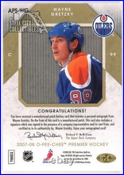 Wayne Gretzky 2007-08 O-Pee-Chee Premier Stitchings Autograph Card #APS-WG 15/15