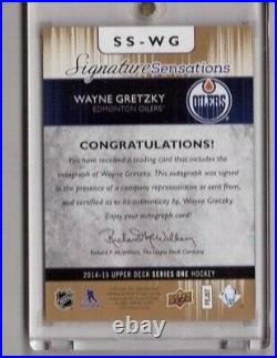 Wayne Gretzky 2014-15 Ud Signature Sensations Oilers Ssp Autograph Ss-wg Auto Sp