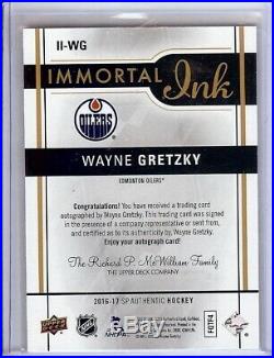 Wayne Gretzky 2016-17 SP Authentic Immortal Inks Auto Autograph #II-WG 10/10