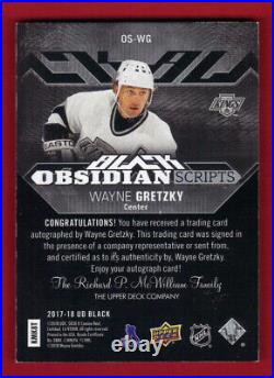 Wayne Gretzky 2017/18 Ud Black Obsidian Scripts Hard Signed Auto 24/25 Only