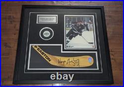 Wayne Gretzky Autographed 24X22.5 Framed Photo Stick Blade with COA. LA Kings