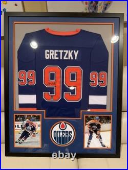 Wayne Gretzky Autographed Custom 42×36 Framed Edmonton Oliers Jersey Player COA