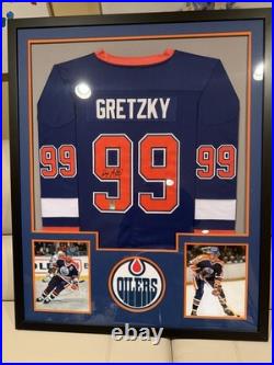 Wayne Gretzky Autographed Custom 42×36 Framed Edmonton Oliers Jersey Player COA