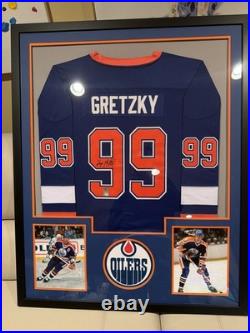 Wayne Gretzky Autographed Custom 42×36 Framed Edmonton Oliers Jersey Player COA