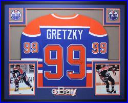 Wayne Gretzky Autographed & Framed Blue Oilers Jersey Beckett COA D9-L