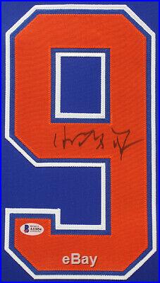 Wayne Gretzky Autographed & Framed Blue Oilers Jersey Beckett COA D9-L