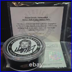 Wayne Gretzky Autographed Hall of Fame Hockey Puck 1999 Inductee Upper Deck