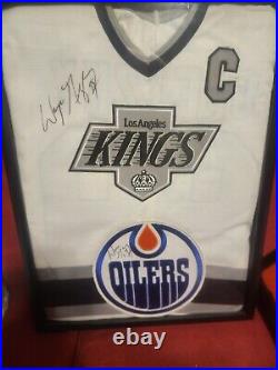 Wayne Gretzky Autographed Kings Jersey And Autographed Oilers Crest