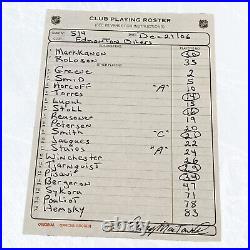 Wayne Gretzky Autographed NHL Roster Sheets Dec 21, 06 vs Oilers MacTavish COA