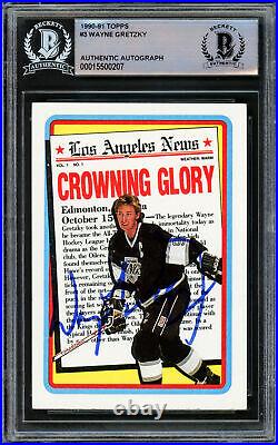 Wayne Gretzky Autographed Signed 1990-91 Topps Card #3 Kings Beckett #15500207