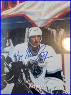 Wayne Gretzky Autographed Signed 8x10 Photo LA Kings Framed Jersey Display COA