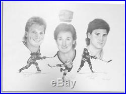 Wayne Gretzky Brett Hull Mario Lemieux Signed 50 Goals 50 Games Litho #/1000