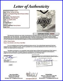 Wayne Gretzky Druce Granato Bob Miller signed autographed Kings CCM jersey (JSA)