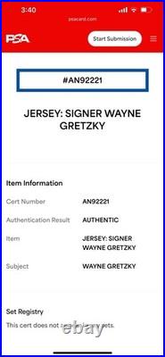 Wayne Gretzky Edmonton Oilers Autographed Signed Framed Jersey WithPSA COA