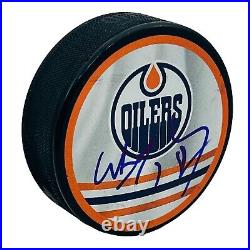 Wayne Gretzky Edmonton Oilers Reverse Retro Logo Autographed Signed Puck Bas Loa