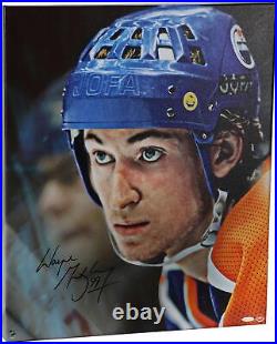 Wayne Gretzky Edmonton Oilers Signed 20 x 24 Up Close & Personal Canvas UD