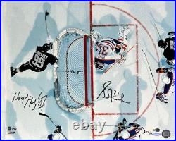 Wayne Gretzky & Grant Fuhr Signed 16x20 Aerial Assault Photo (Fanatics UDA)