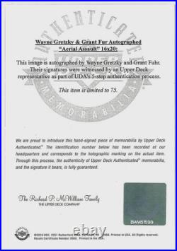 Wayne Gretzky & Grant Fuhr Signed 16x20 Aerial Assault Photo (Fanatics UDA)