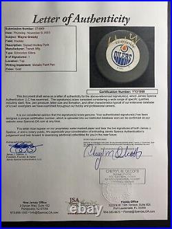 Wayne Gretzky HOF Autographed Signed Edmonton Oilers Official Puck JSA Authentic