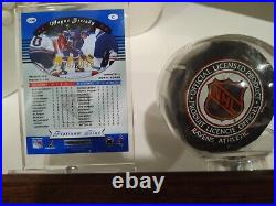 Wayne Gretzky Hockey Card and Hand Signed Puck With Certificate of Authenticity