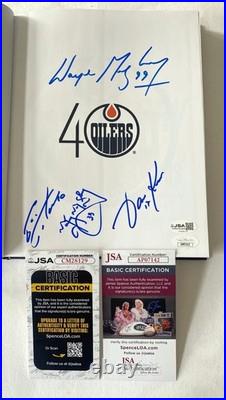 Wayne Gretzky, Jari Kurri, Marty McSorley, Esa Tikkanen Signed Oilers Book JSA