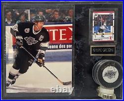 Wayne Gretzky LA Kings #99 Honorary Plaque with Signed Puck + Player Card JSA COA
