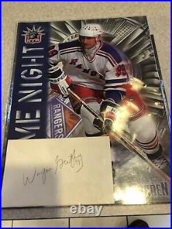 Wayne Gretzky Last Career Game With Signed 3x5 Card & MSG Lineup Insert 4.18.99