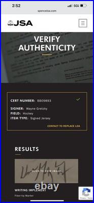 Wayne Gretzky Los Angeles Kings Autographed Jersey With JSA COA LOA