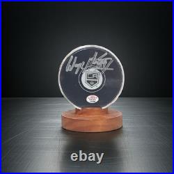 Wayne Gretzky Los Angeles Kings Autographed Logo Hockey Puck in Case With PAAS C