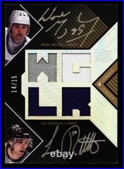 Wayne Gretzky, Luc Robitaille-2008/09 Ud Black #14/15 Dual Jersey/auto/autograph