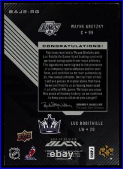 Wayne Gretzky, Luc Robitaille-2008/09 Ud Black #14/15 Dual Jersey/auto/autograph