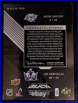 Wayne Gretzky, Luc Robitaille-2008/09 Ud Black #14/15 Dual Jersey/auto/autograph