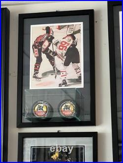 Wayne Gretzky Mario Lemieux Autographed All-Star Game Puck Display WithJSA LOA