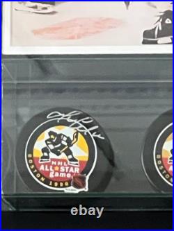 Wayne Gretzky Mario Lemieux Autographed All-Star Game Puck Display WithJSA LOA