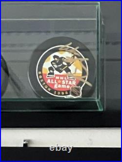 Wayne Gretzky Mario Lemieux Autographed All-Star Game Puck Display WithJSA LOA Wayne Gretzky Mario Lemieux Autographed All-Star Game Puck Display WithJSA LOA