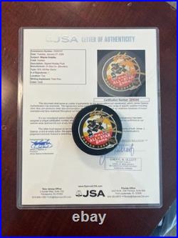 Wayne Gretzky Mario Lemieux Autographed All-Star Game Puck Display WithJSA LOA