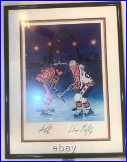 Wayne Gretzky/Mario Lemieux Signed Framed 16x24 Lithograph 454/500 PSA/DNA HOF