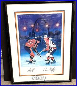 Wayne Gretzky/Mario Lemieux Signed Framed 16x24 Lithograph 454/500 PSA/DNA HOF
